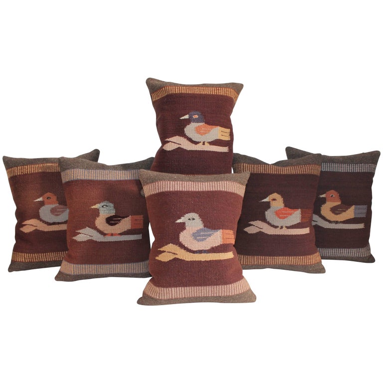 Mexican Indian Weaving's Bird Pillows For Sale