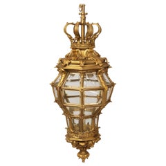 Fantástica lámpara de salón "Versalles" de bronce dorado y cristal de finales del siglo XIX
