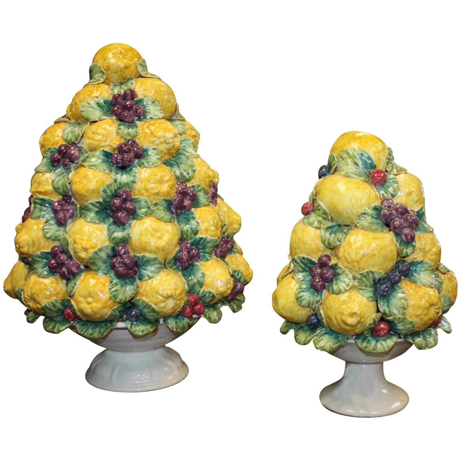 Two Matching Midcentury Italian Fruit Topiary