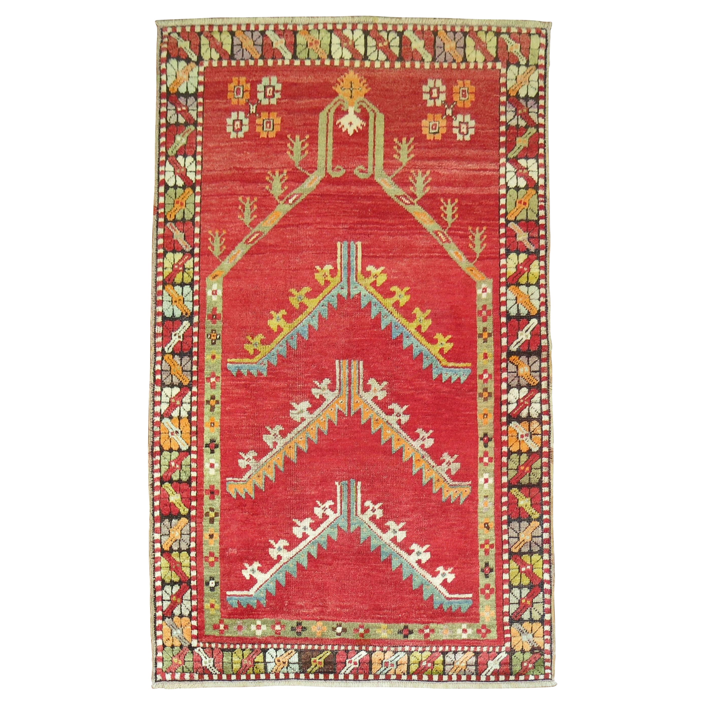 The Collective Antique Turkish Melas Prayer Niche Rug (tapis de prière turc antique)