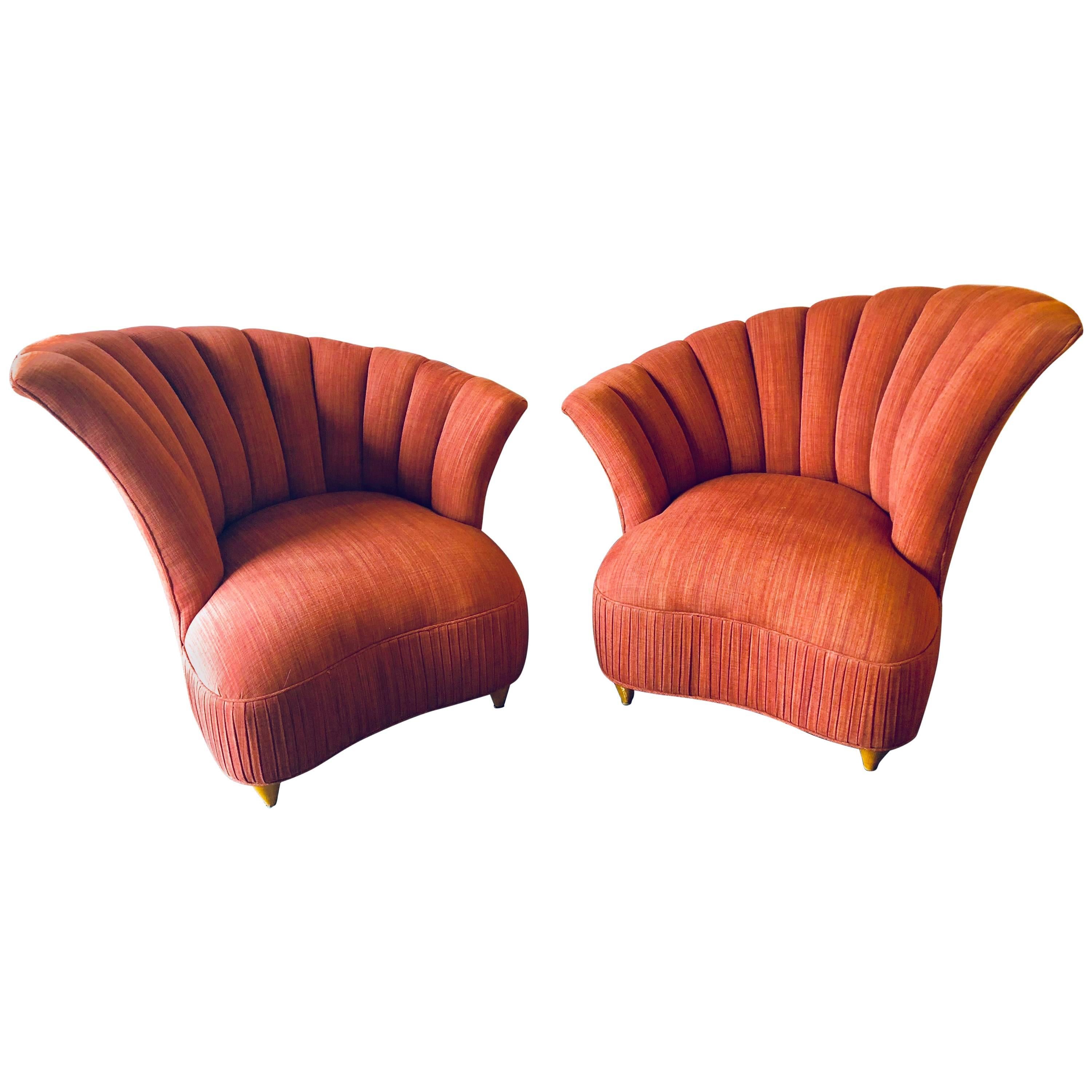 Pair of Modern Opposing Fin Back Armchairs