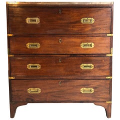 Antique 19th Century English Campaign Chest with Desk