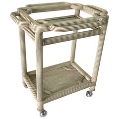 Whimsical Grey-Washed Reed Bar Cart
