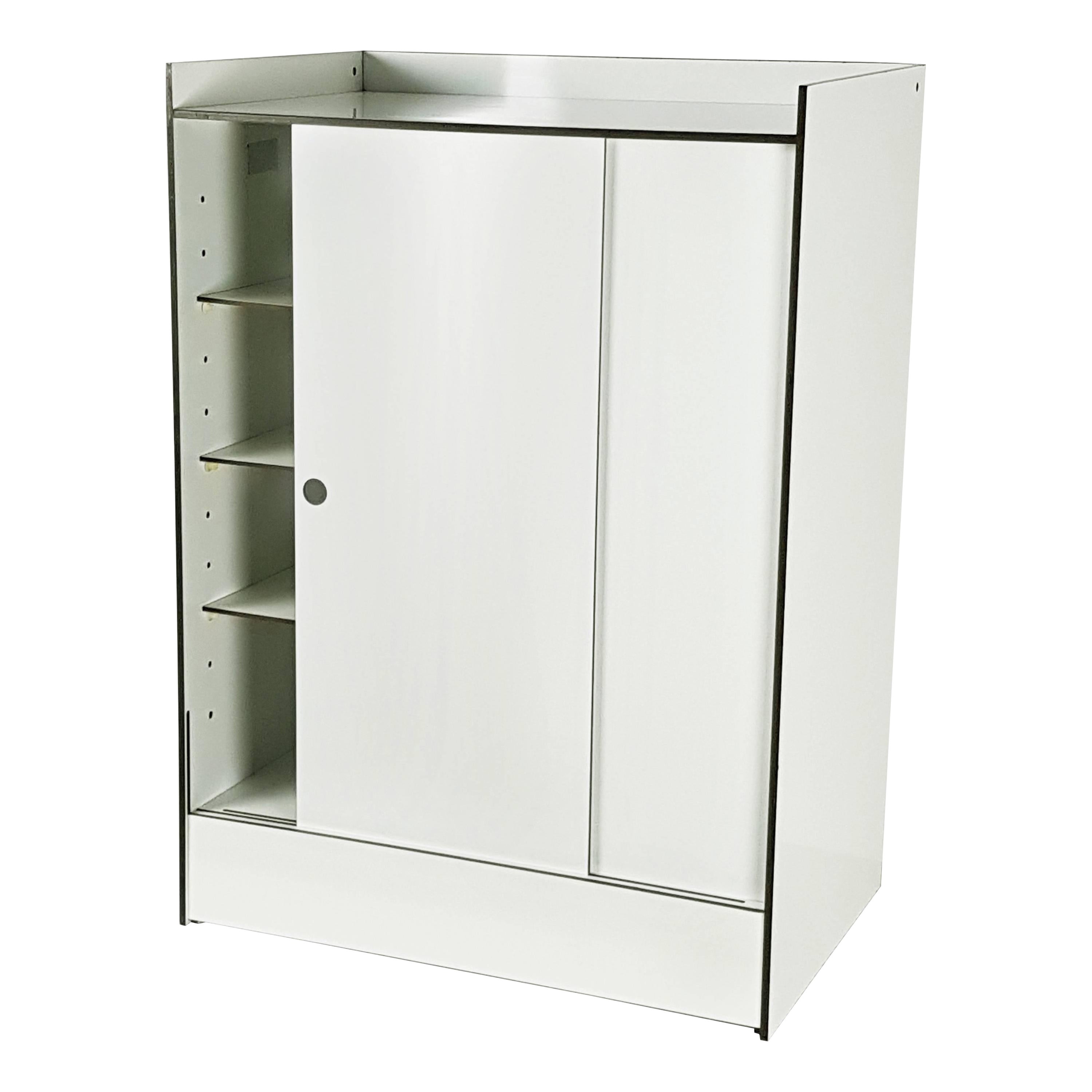 White Laminated Plastic Storage Unit with Shelves & Sliding Doors, La Rinascente For Sale