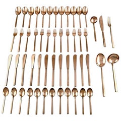 Sigvard Bernadotte 'Scanline' Cutlery of Brass Complete for 12 Pieces