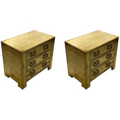 Pair of 1980s Brass Covered Bed Side Tables