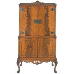 Antique Drinks Cabinet, Vintage Dry Bar, Walnut, Cocktail Cabinet, Scotland