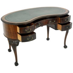 Antique Kidney Shaped Desk, Walnut Desk, Edwardian Writing Table, Scotland 1910, B967