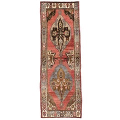 Vintage Turkish Oushak Rug Runner with Rustic Modern Style