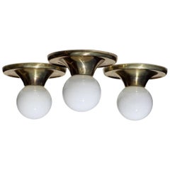 "Light Ball" Castiglioni by Flos Gold Flush Mont Lamp Set of Three