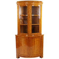 Biedermeier Period Corner Cupboard, Glass Cabinet, Vitrine, circa 1830-1840
