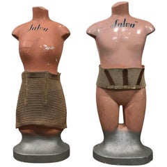 Rare Pair of French Salesman Sample Counter Top Girdle Mannequins, Girard Paris