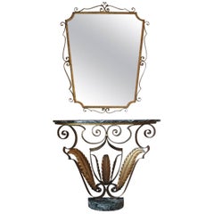 Stylish 1940s French Console Table and Mirror