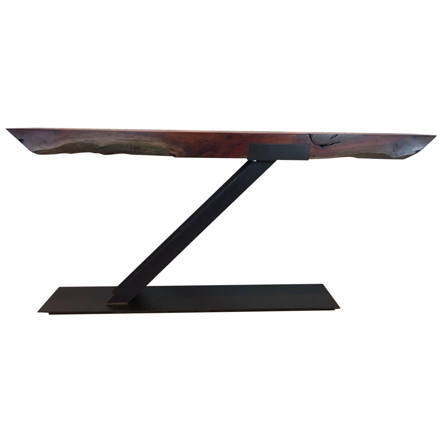 Iron and Wood Console Table For Sale