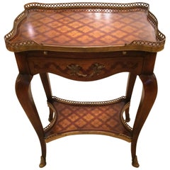 Elegant Theodore Alexander Inlaid Side Table with Drawer