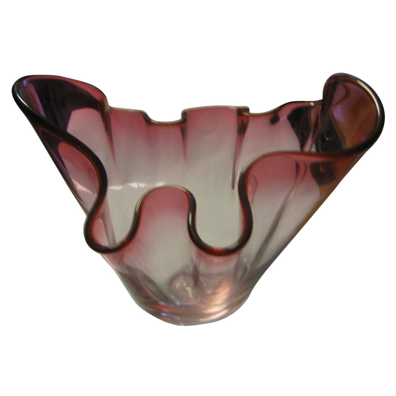 Fait main Grand vase en verre d'art mouchoir de style mi-siècle moderne, par Chalet en vente