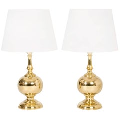 Pair of Brass Table Lamps from Atena Växjö