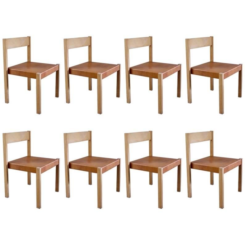 Set of Eight 1970s Dining Chairs