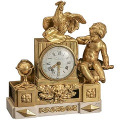 Louis XVI Ormolu and Marble Figural Mantel Clock