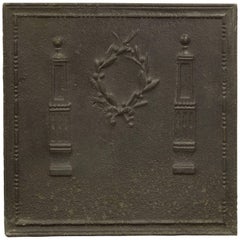 Fireback with Laurel Wreath Between Pillars, 19th Century