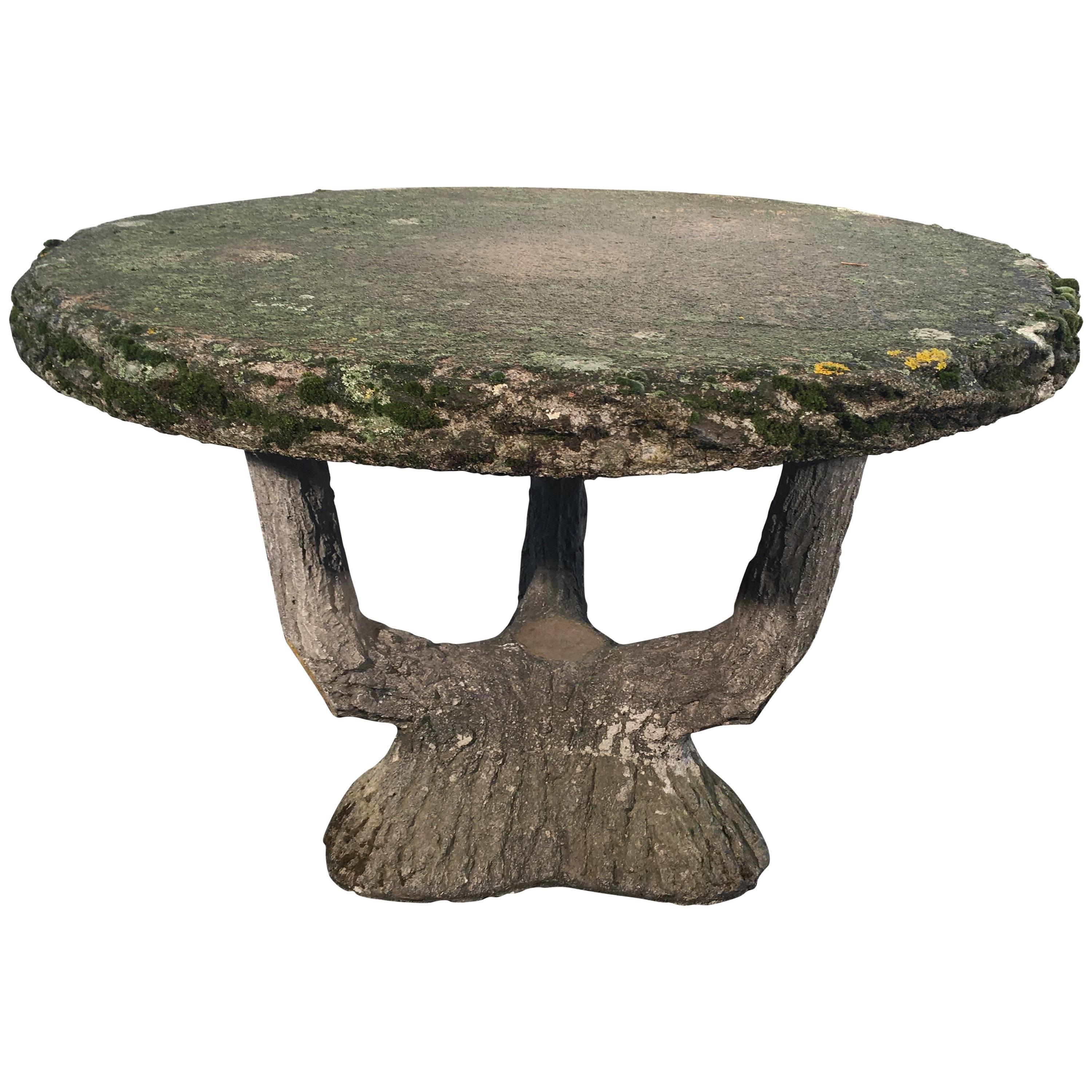Mossy French Round Faux Bois Dining Table For Sale