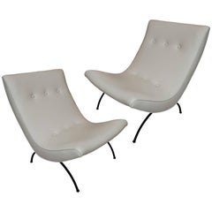 Pair of Vintage Scoop Chairs in the Manner of Milo Baughman