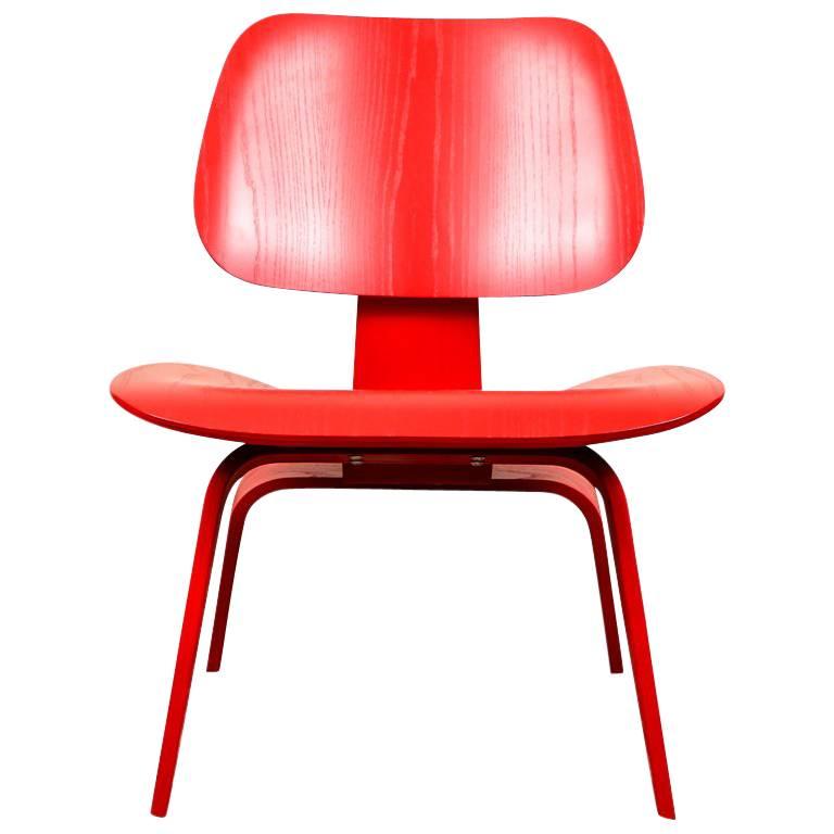 Herman Miller Eames Modern Red Stained Wood Side Chair