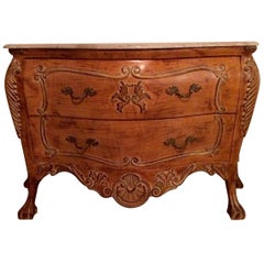 Old World Italian Carved Wood Bombe Chest of Drawers