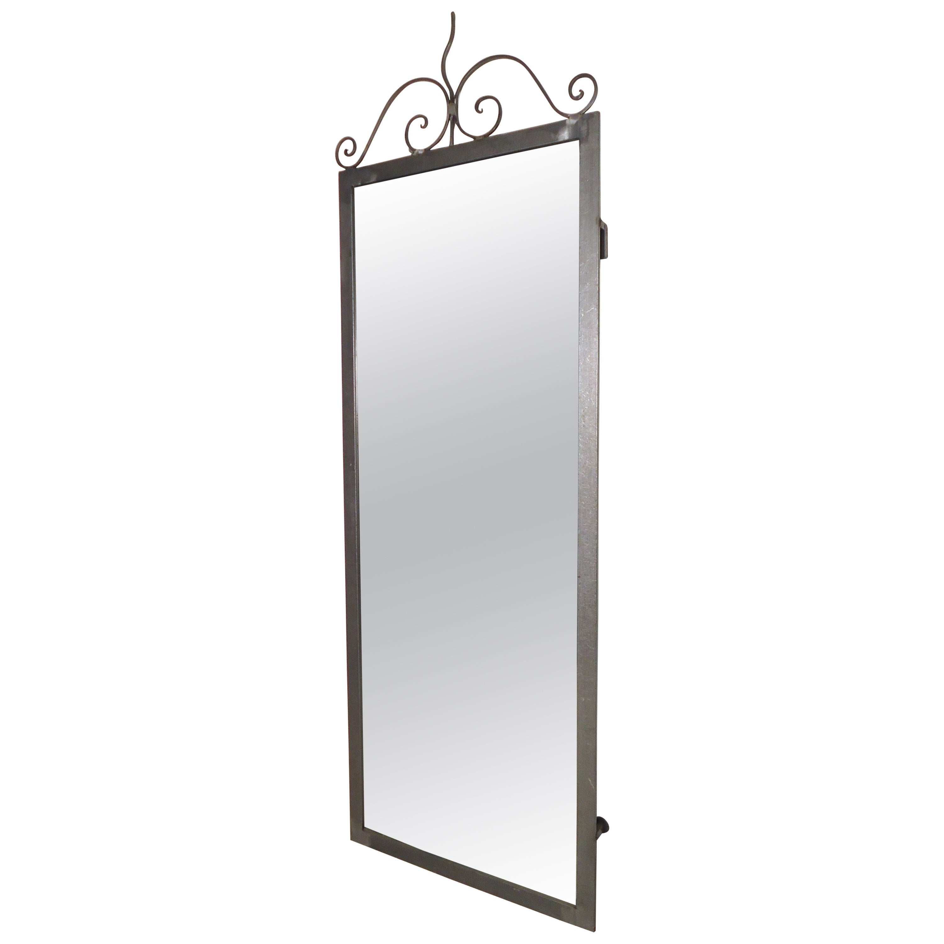 Large Industrial Heavy Wrought Iron Mirror For Sale at 1stDibs