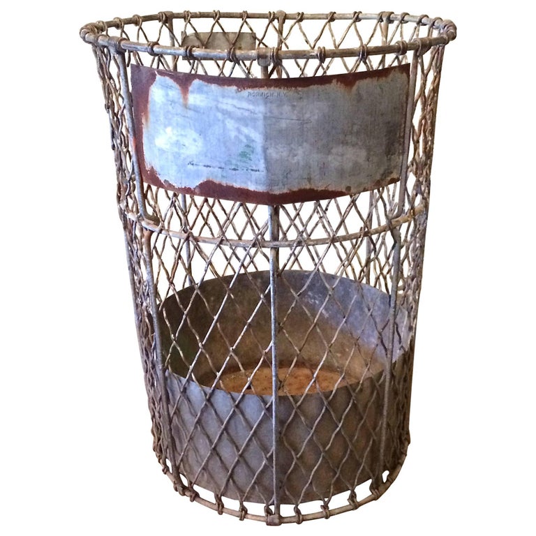 Industrial Wire Waste Basket at 1stdibs