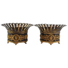 Pair of Antique French Empire Compotes with Bronze Mounts