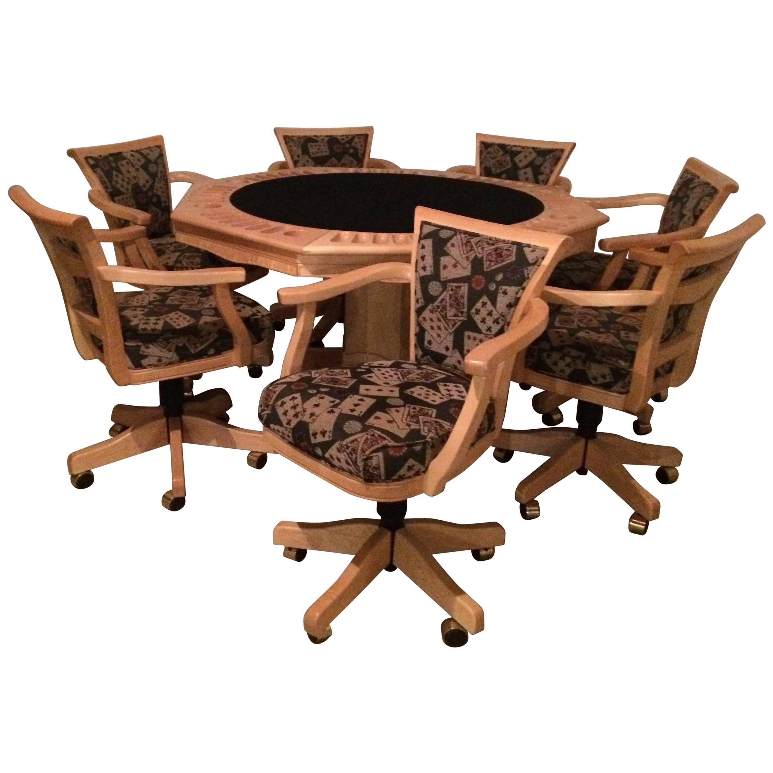 Fabulous Two-Sided Maple Game Table with Matching Adjustable Chairs