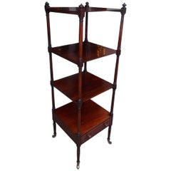 English Regency Mahogany Four-Tiered One Drawer Etagere , Circa 1810