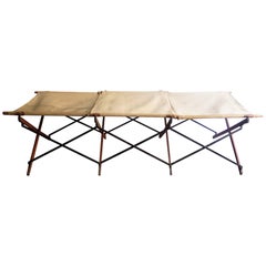 Antique Military Foldable Wooden and Canvas Bed
