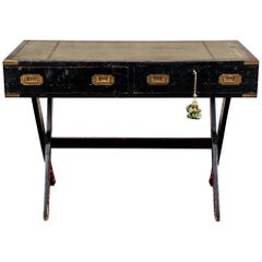 Vintage 1940s Ebonized Baker Campaign Desk