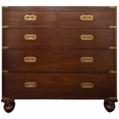 Antique English Mahogany Campaign Chest of Drawers