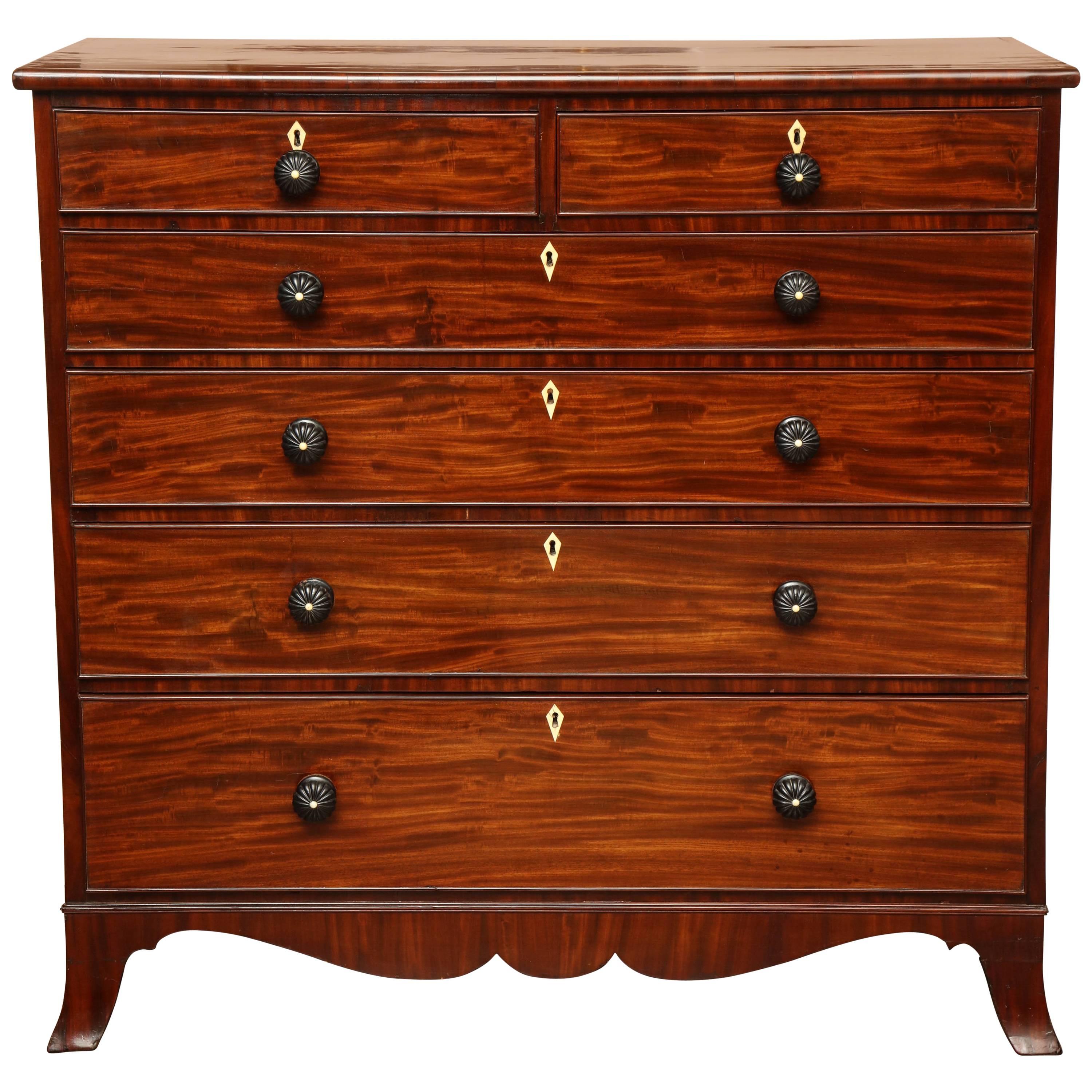 Early 19th Century English Regency, Mahogany Chest of Drawers