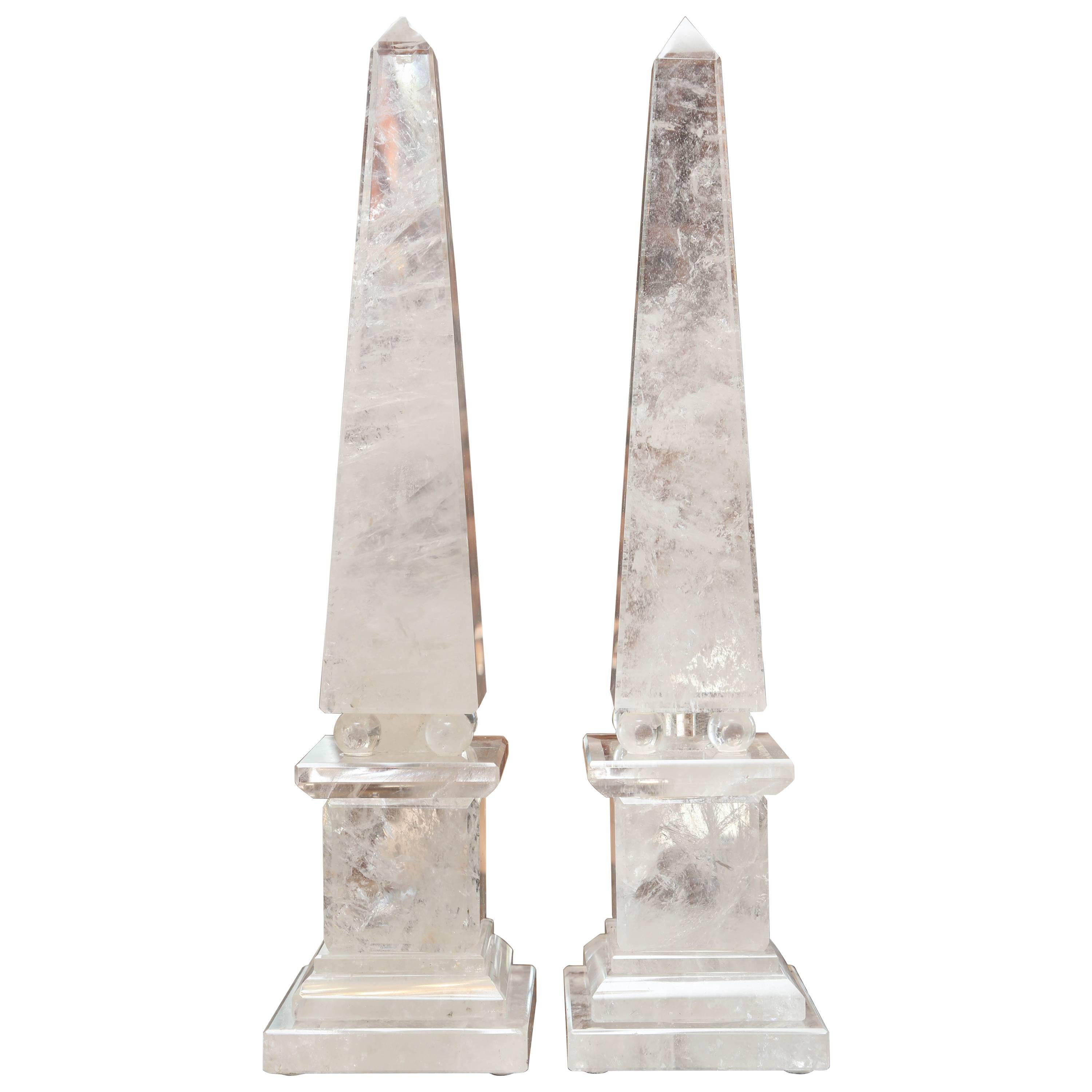 Pair of Rock Crystal Obelisks