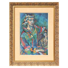 Painting Mid-Century Portrait of a Lady Mid-Century Modern Art circa 1950 Signed