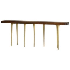 Customizable Thicket Console Table Wood and Cast Aluminum by AKMD Collection