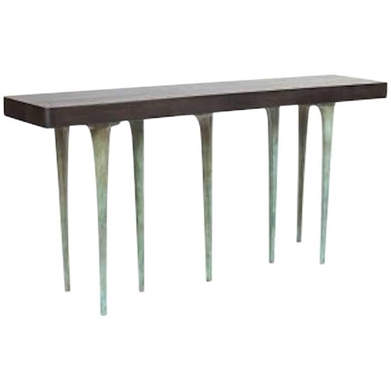 AKMD Collection Customizable Thicket Wood and Cast Aluminium Console Table im Angebot
