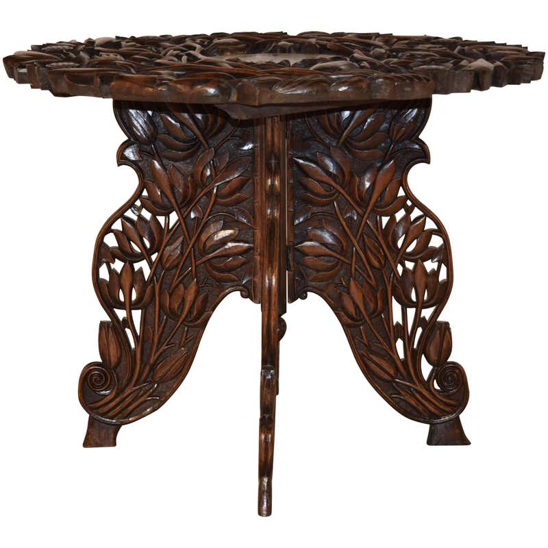 Anglo-Indian Solid Rosewood Elephant Table with Bone Inlay at 1stDibs
