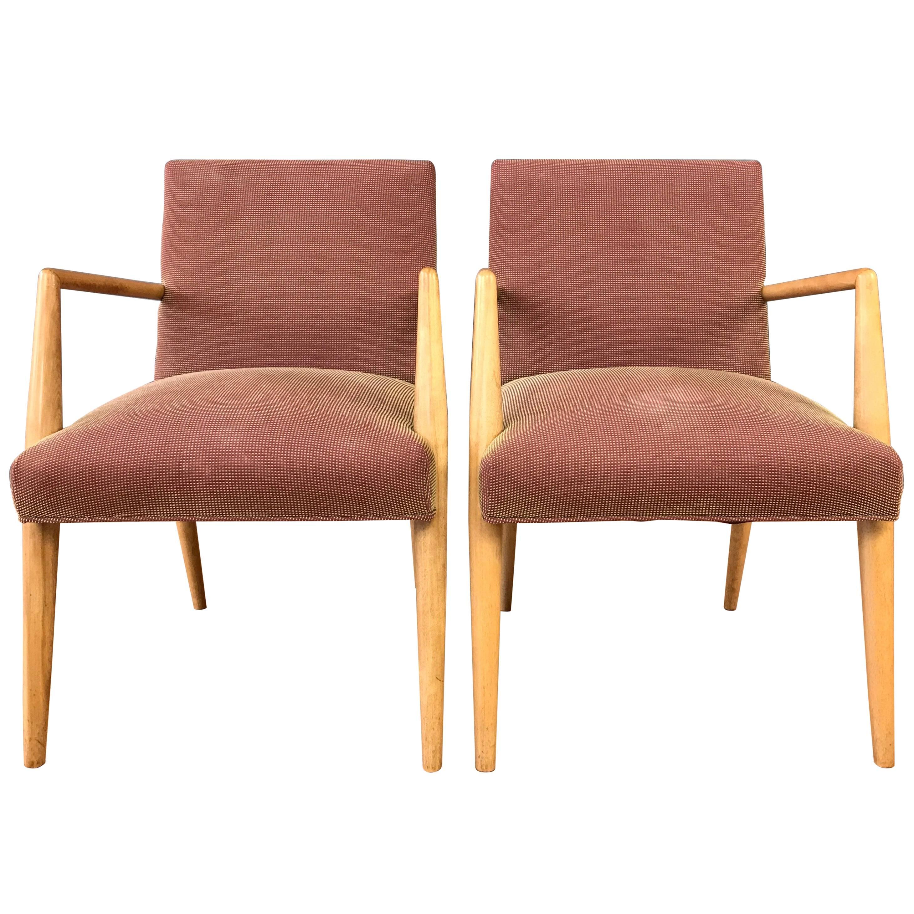 Pair of T.H. Robsjohn-Gibbings for Widdicomb Model 1686 Maple Dining Chairs
