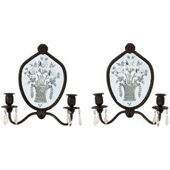 Pair of English Mirrored Sconces