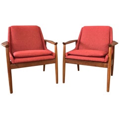 Vintage Pair of Arne Vodder for Slagelse No. 810 Teak Lounge Chairs