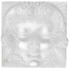 René Lalique Crystal Panel "Masque De Femme" Also "Fontaine Poissons"