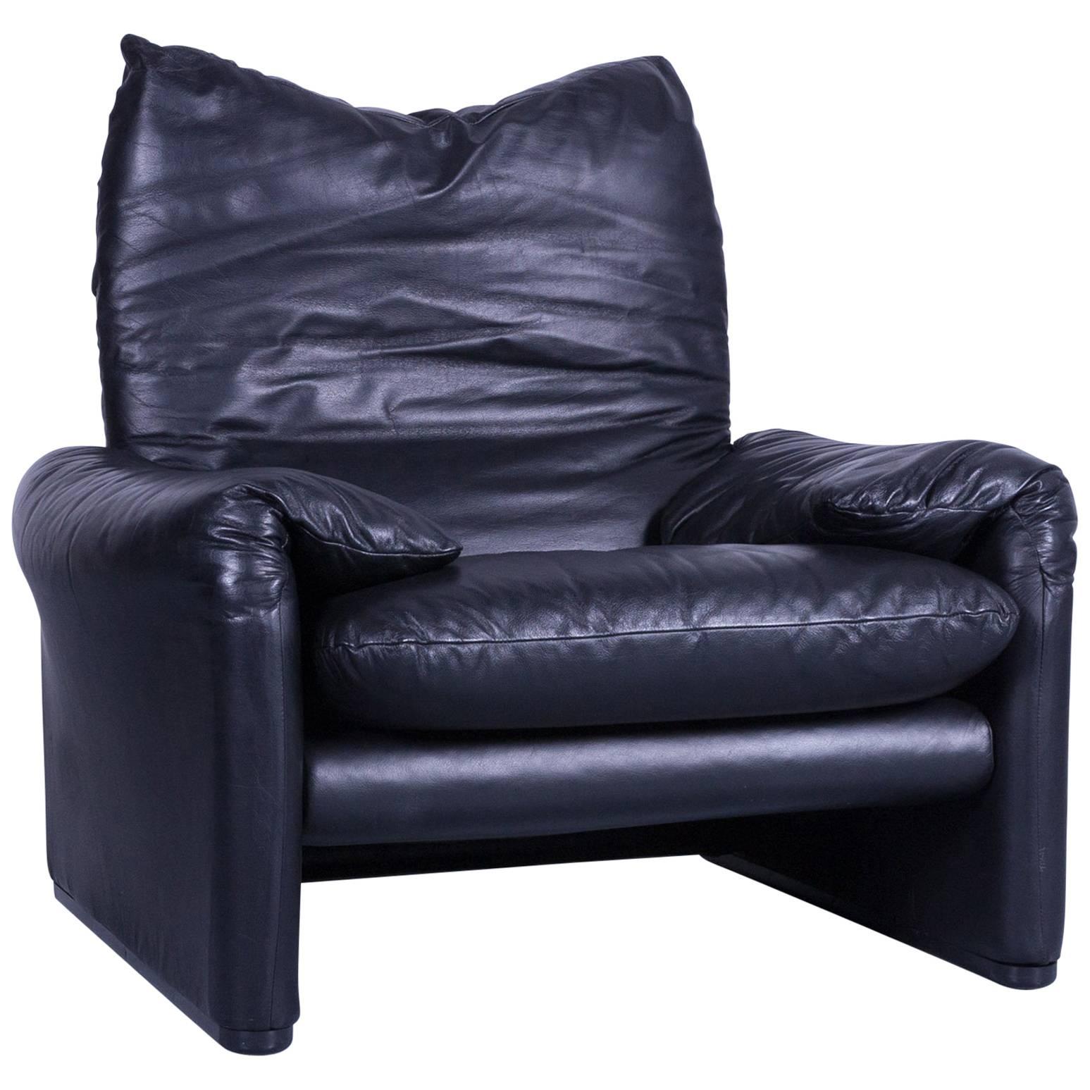Cassina Maralunga Armchair Chair Leather Black One Seat Function