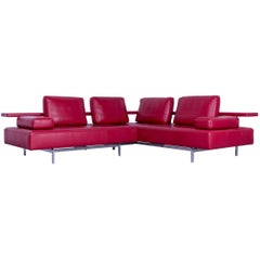 Rolf Benz Dono Designer Corner Sofa Red Leather Couch Modern