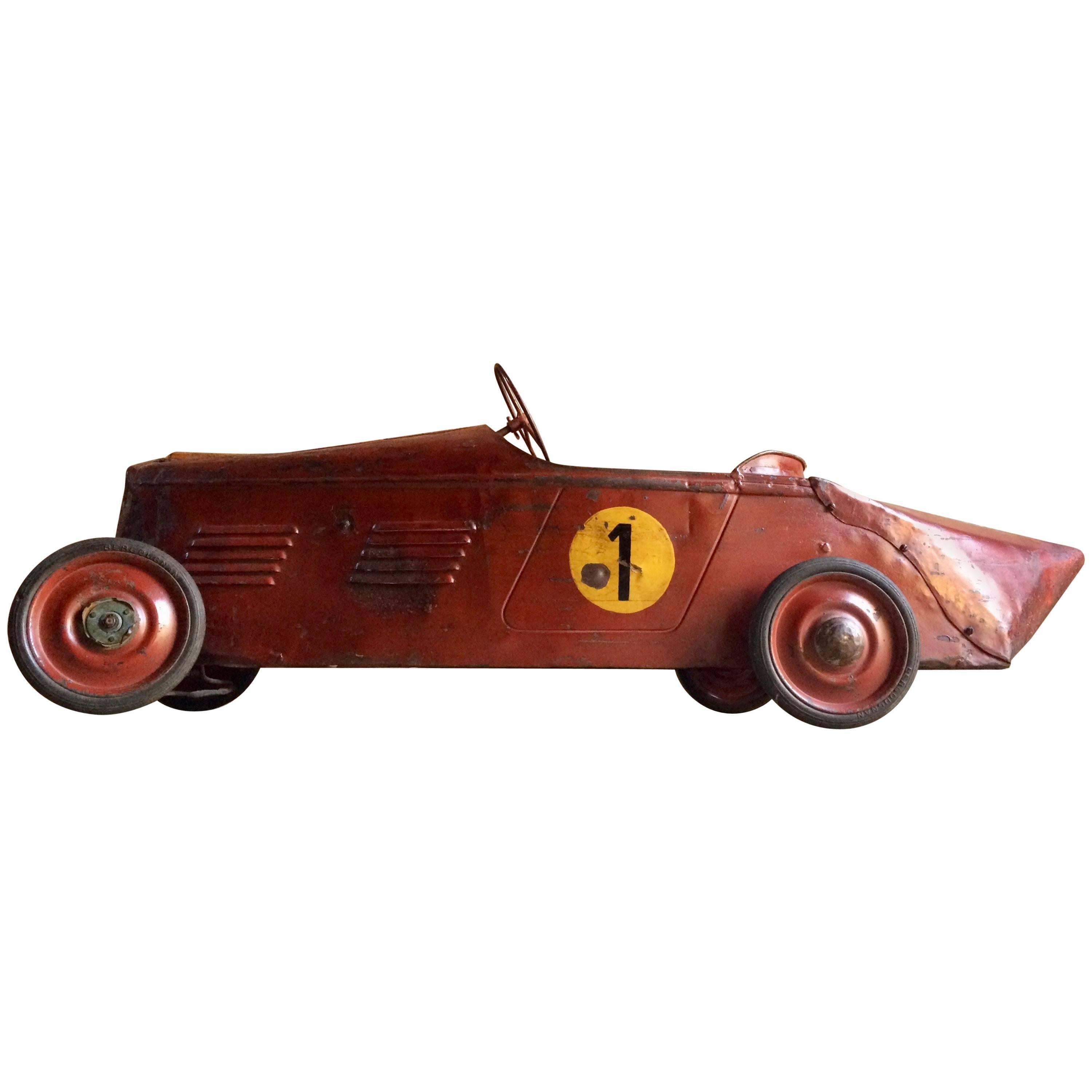 Stunning Vintage Delage Boat Tail Racer Pedal Car Distressed Loft Style, 1935