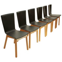 Six Italian leather chairs, 1980s